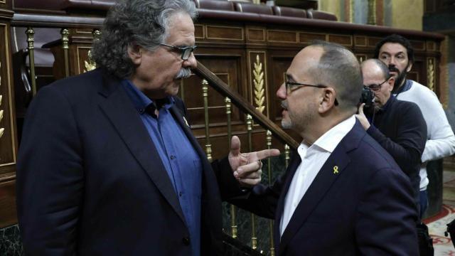 Los portavoces Joan Tardá (ERC) y Carles Campuzano (PDeCAT), en el Congreso este miércoles.