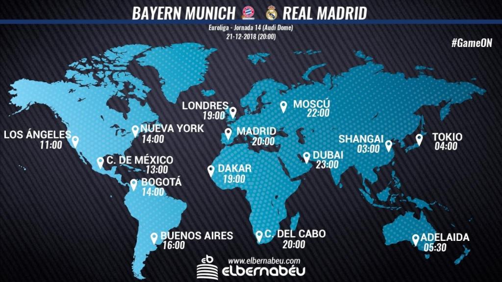 Horario internacional Bayern Múnich - Real Madrid