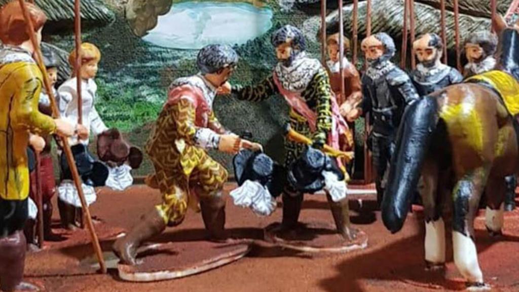 Recreación en una maqueta impresa en 3D de la obra 'La rendición de Breda' de Velázquez.