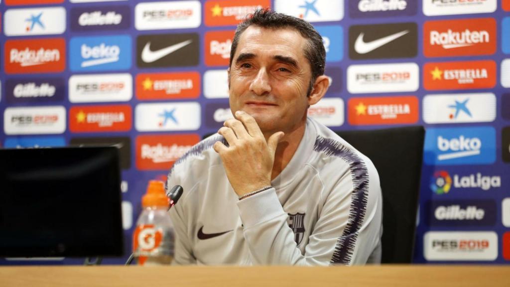 Ernesto Valverde, en rueda de prensa. Foto: Twitter (@FCBarcelona_es)