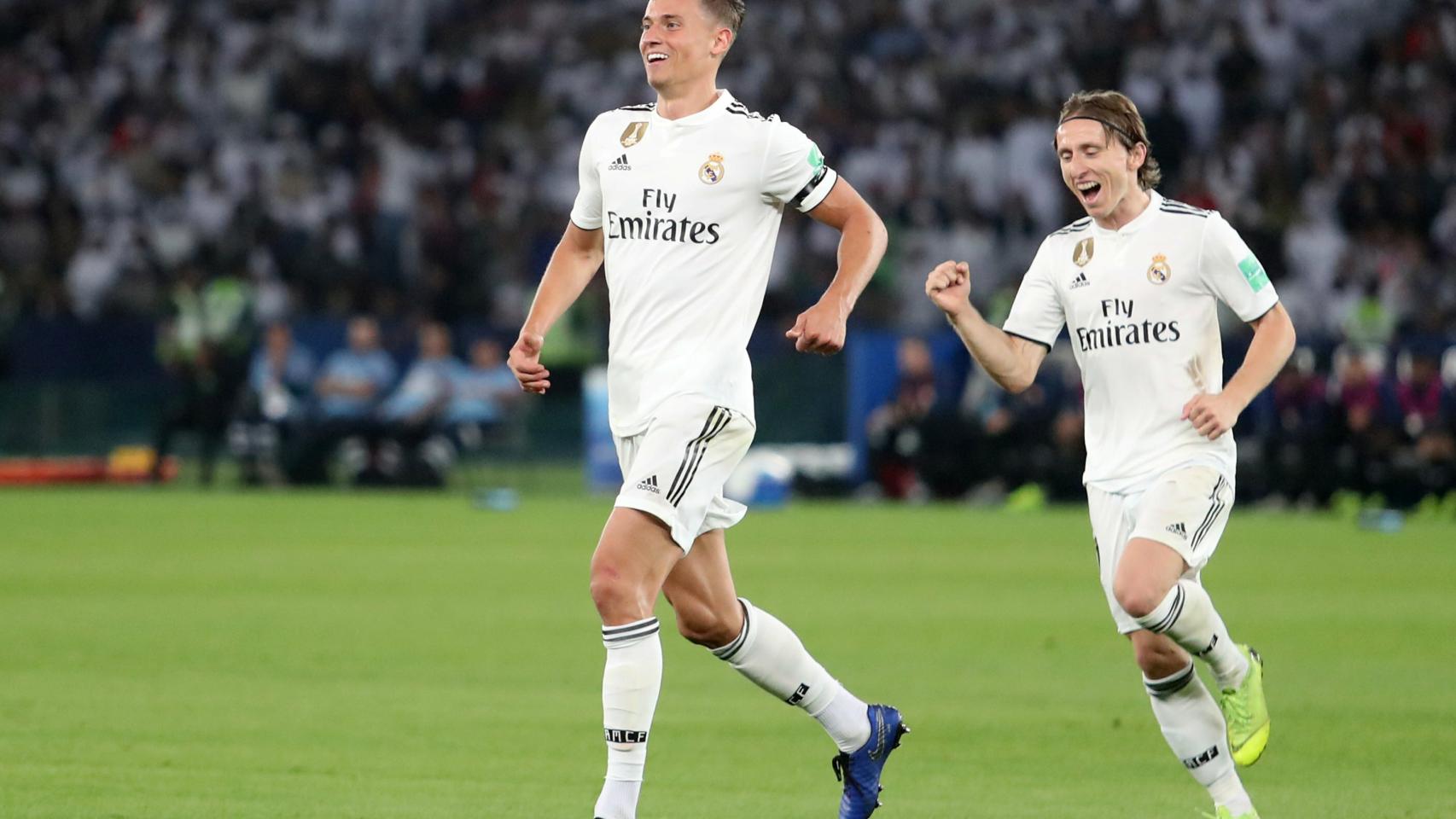 Marcos Llorente celebra su gol en la final del Mundial de Clubes entre el Real Madrid y el Al Ain