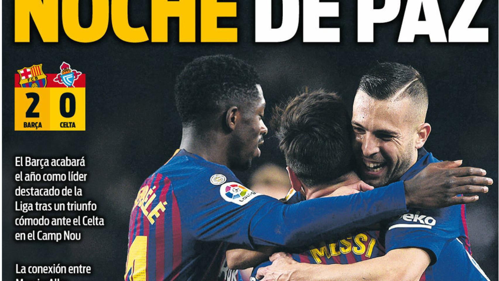 Portada del diario Sport (23/12/2018)