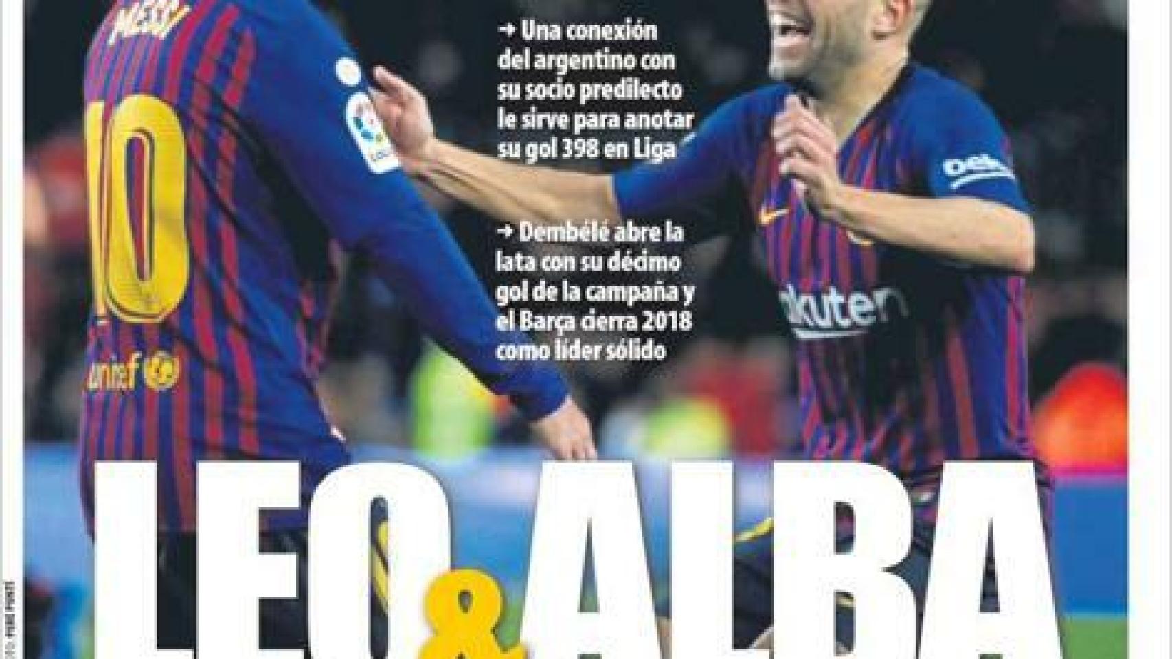 Portada del diario Mundo Deportivo (23/12/2018)