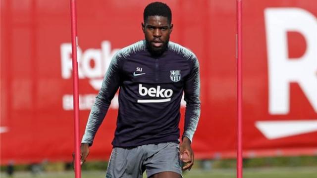 Samuel Umtiti, entrenando con el Barcelona. Foto: fcbarcelona.es