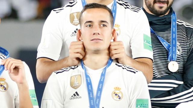 Lucas Vázquez durante la celebración del Mundial de Clubes