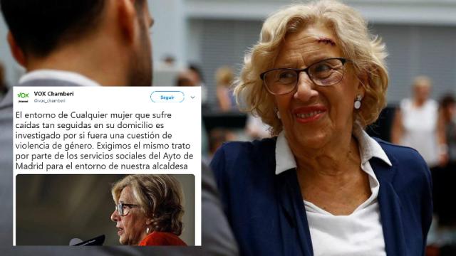 Manuela Carmena, con una brecha tras su caída del pasado septiembre.