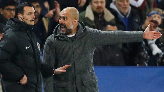 Guardiola, en un momento del partido ante el Leicester