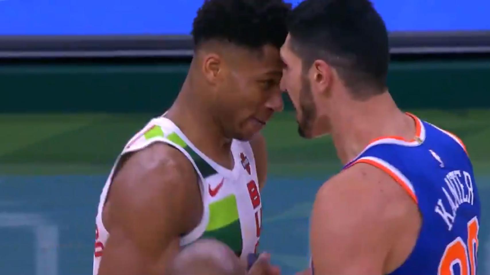 Antetokounmpo y Kanter se encaran en la pista