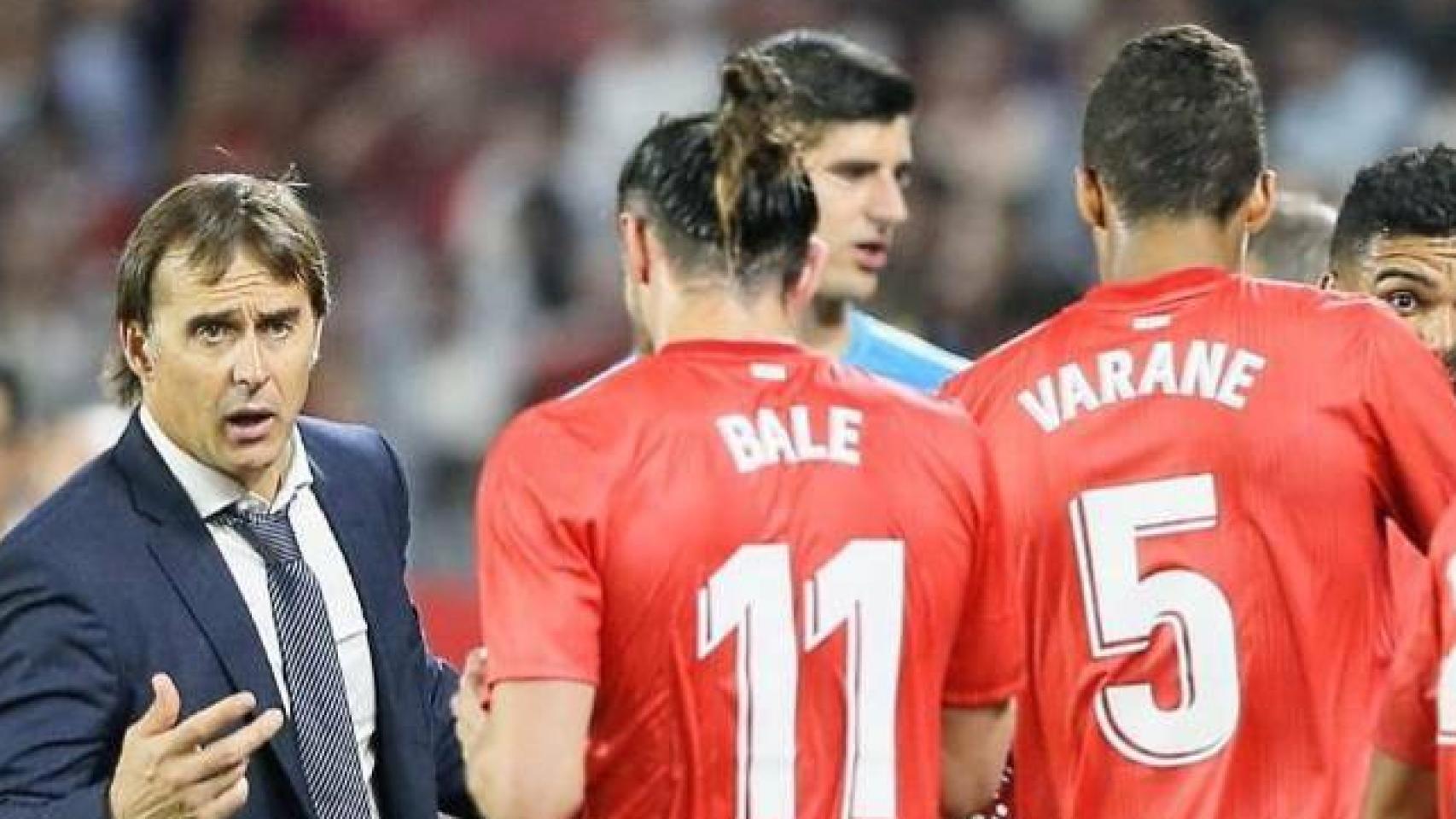 Lopetegui da una charla en el partido contra el Sevilla