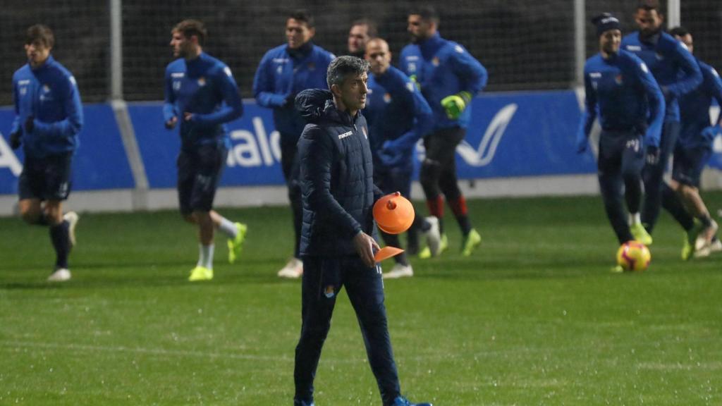 Primer entrenamiento de Imanol Alguacil como nuevo entrenador de la Real Sociedad