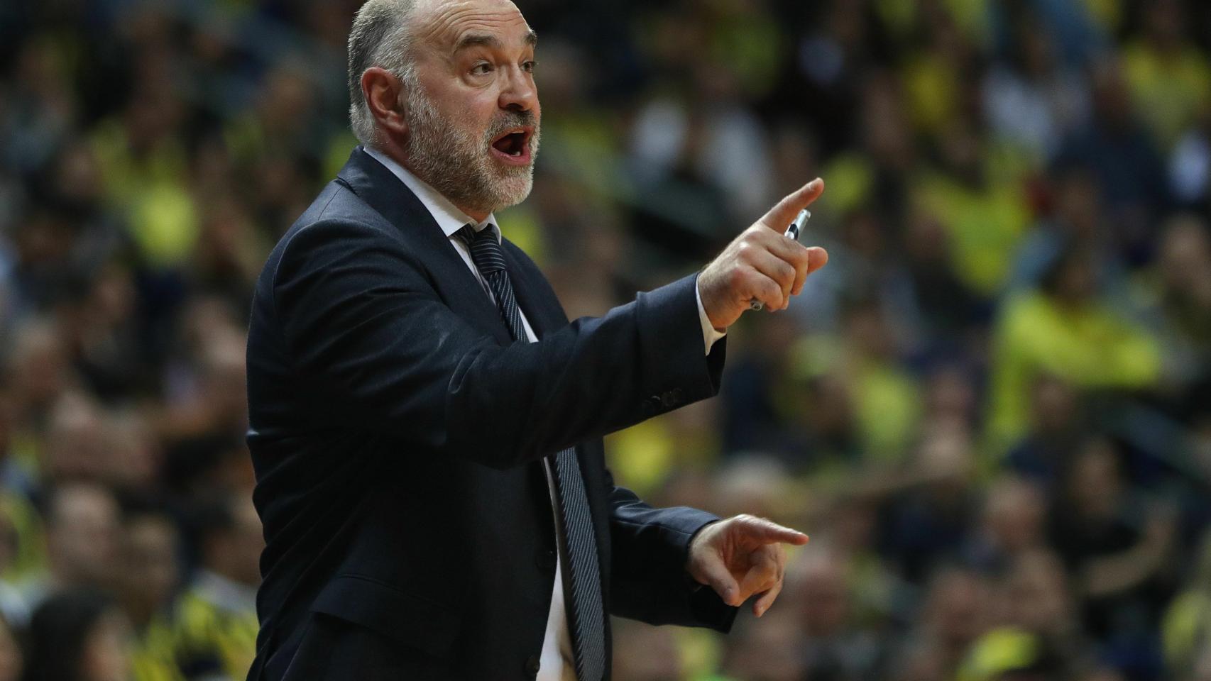 Pablo Laso durante un partido del Real Madrid