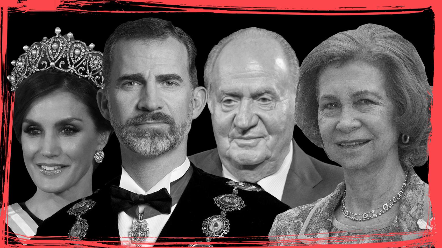 De izquierda a derecha: Letizia, Felipe VI, Juan Carlos I y Sofía.