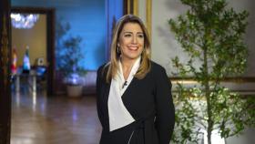 Susana Díaz, presidenta en funciones de Andalucía, en la grabación de su mensaje de Fin de Año.