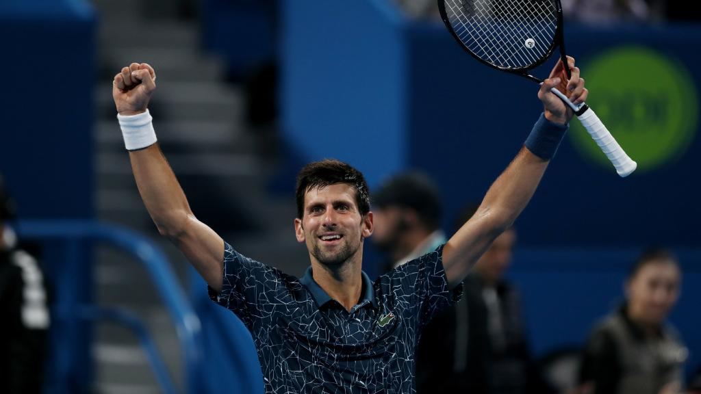 Novak Djokovic celebra su victoria en Doha