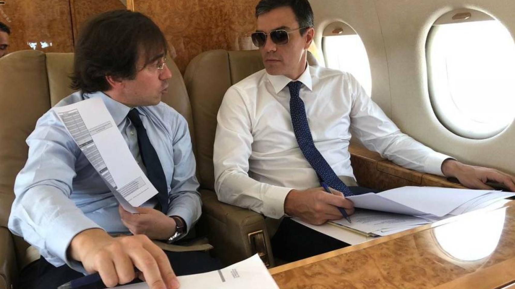 Pedro Sánchez en el polémico viaje a Castellón en avión privado.