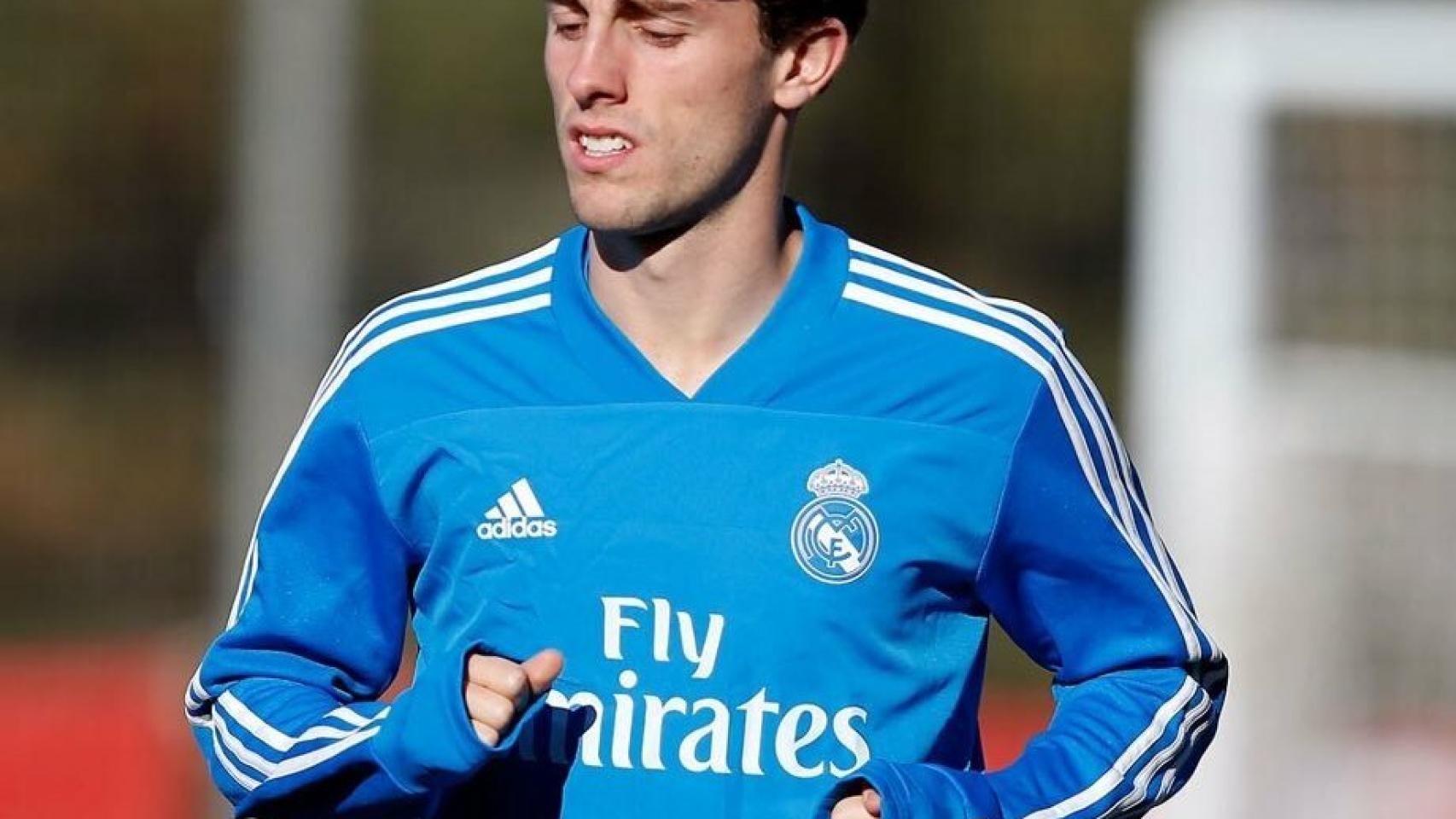 Odriozola en un entrenamiento del Real Madrid