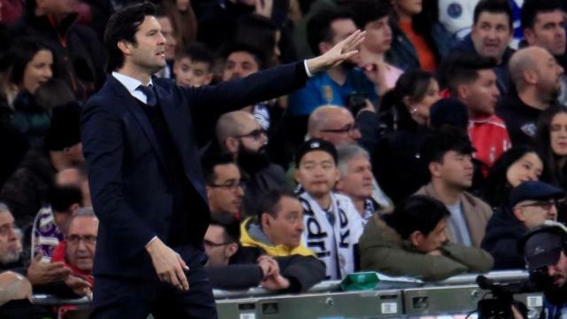 Solari, en un partido del Real Madrid de La Liga