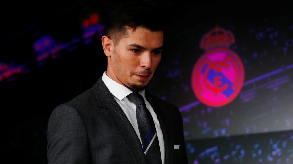 Brahim Díaz, en rueda de prensa durante su presentación con el Real Madrid