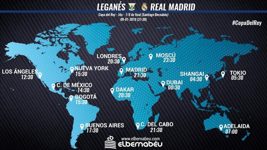 HORARIO REAL MADRID - LEGANÉS