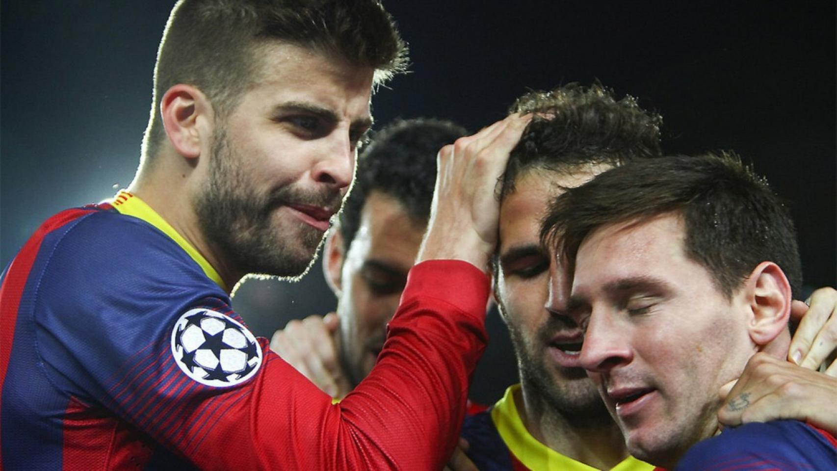 Gerrard Piqué, Cesc Fábregas y Leo Messi