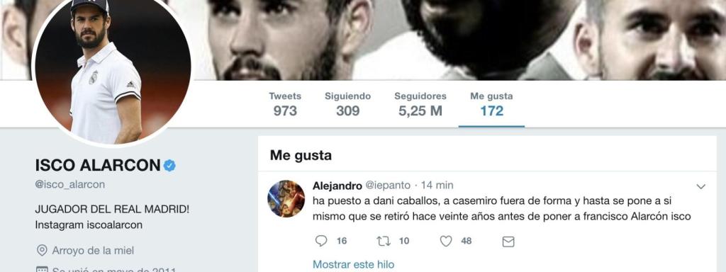 Isco Alarcón, en Twitter