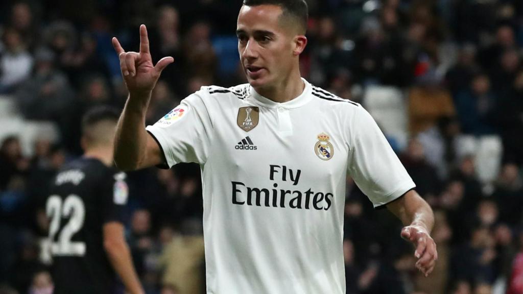 Lucas Vázquez celebra su gol ante el Leganés