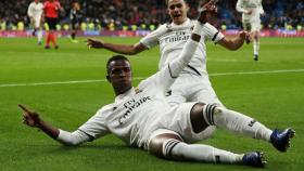 Vinicius celebra su gol, el tercero del Real Madrid al Leganés