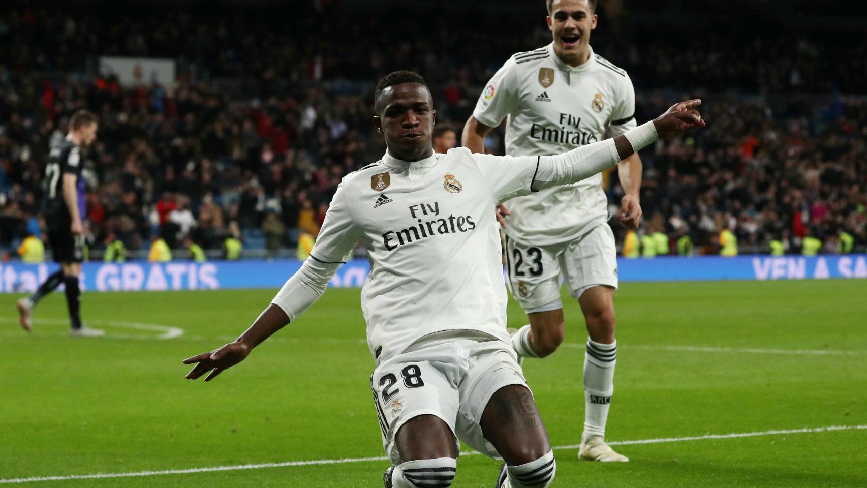 Vinicius celebra su gol al Leganés