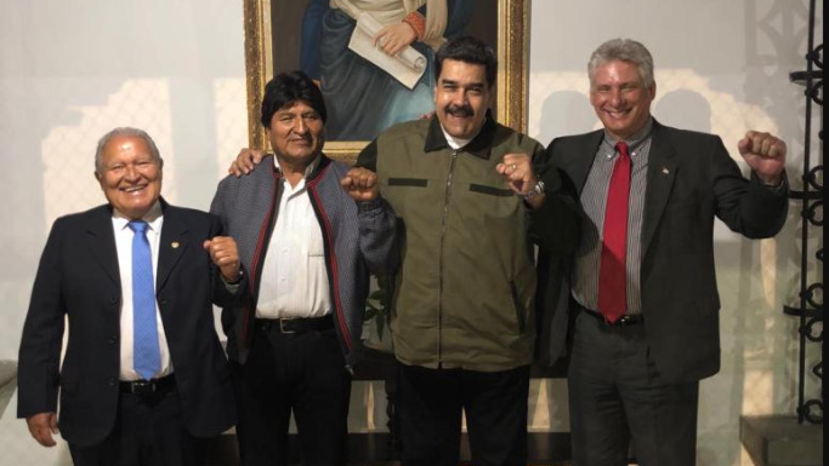 Nicolás Maduro con los presidentes de El Salvador, Bolivia y Cuba.