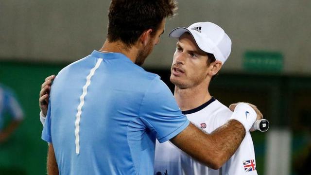 Del Potro y Murray tras un partido