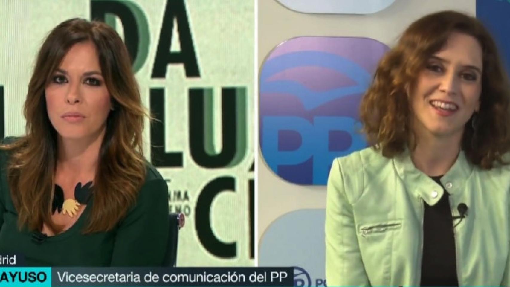 Mamen Mendizábal e Isabel Díaz Ayuso en un momento de la entrevista en La Sexta.