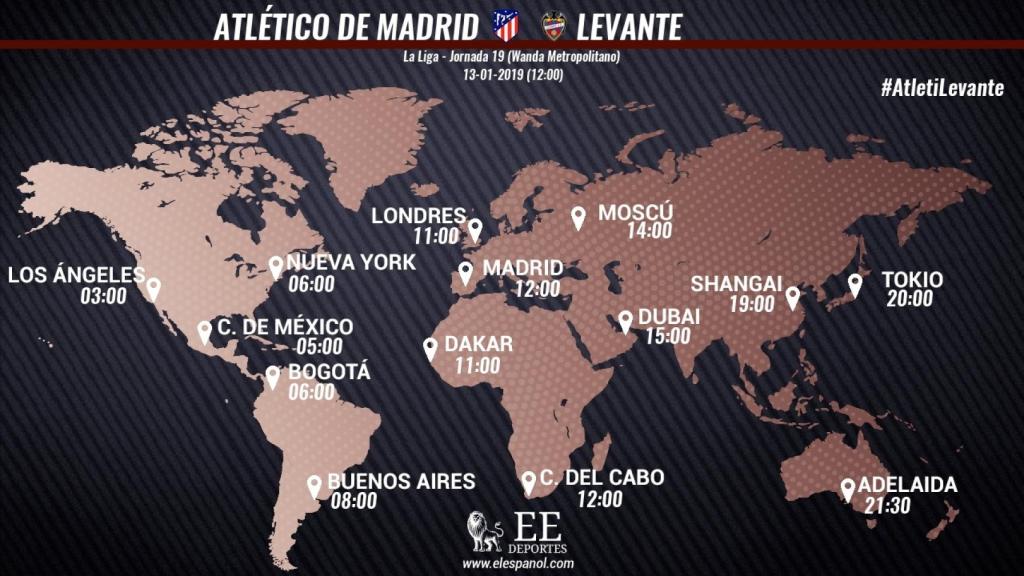 Horario internacional Atlético de Madrid - Levante