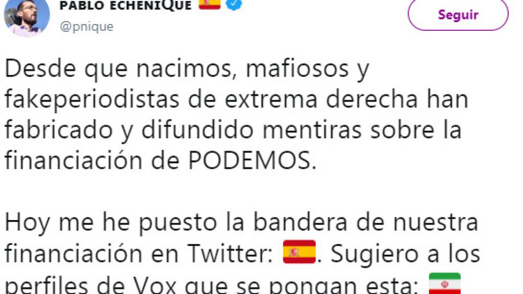 Tuit de Pablo Echenique.