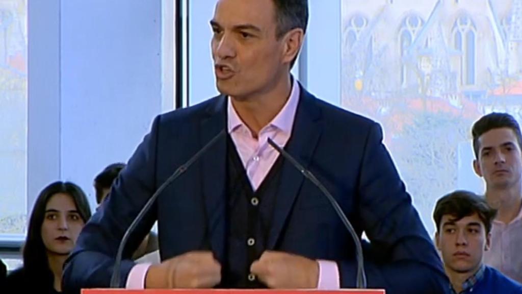 Pedro Sánchez en la presentación del candidato a la presidencia de Castilla y León, Luis Tudanca. (Burgos)