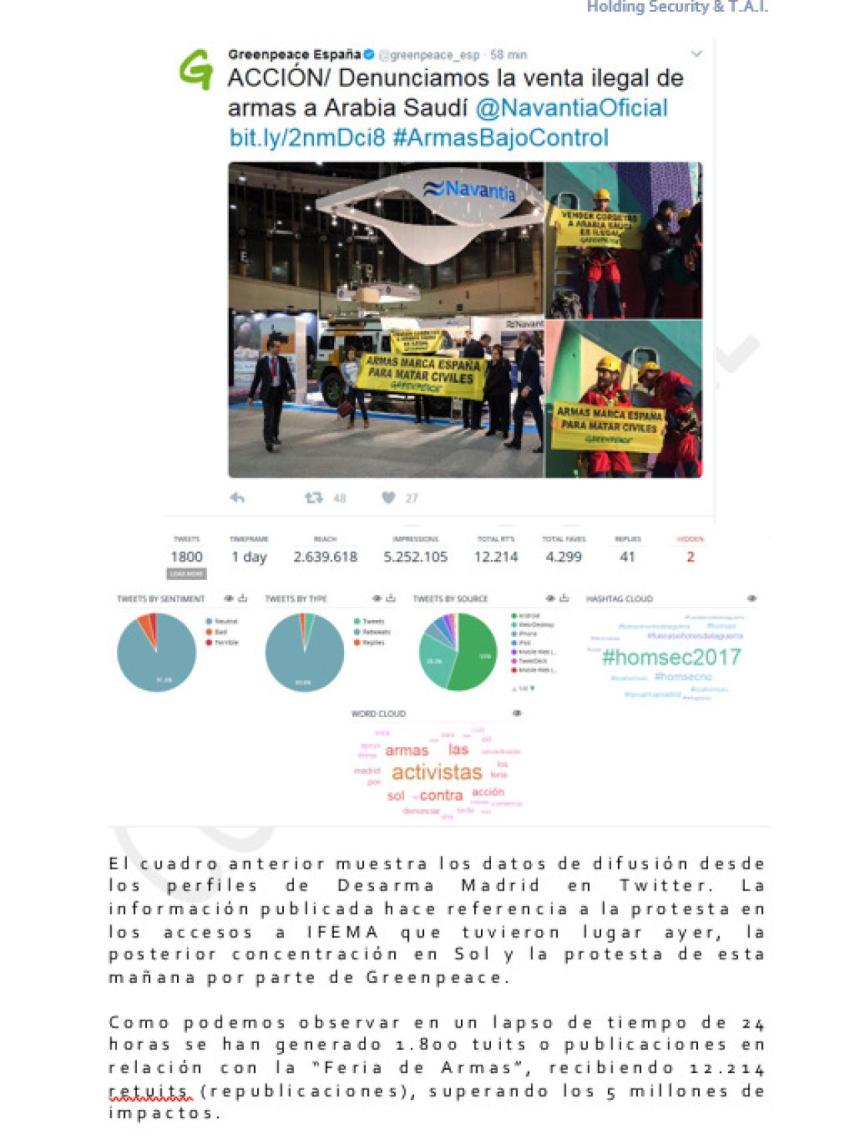 Una de las páginas del informe sobre grupos ecologistas.