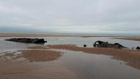 Restos del submarino alemán UC-61 en Wissant, Francia