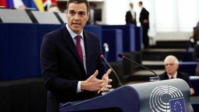 Sánchez, durante su comparecencia en la Eurocámara