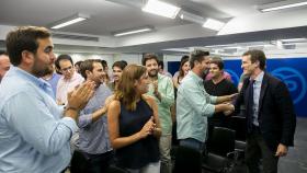 Pablo Casado en la reunión de la Junta Directiva de Nuevas Generaciones.