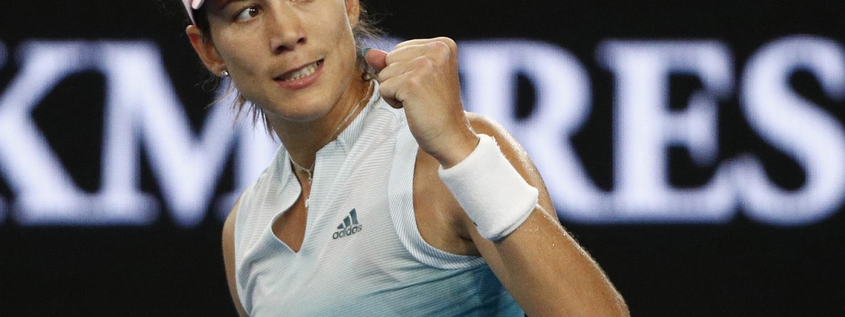 Garbiñe Muguruza celebra un punto durante el Open de Australia