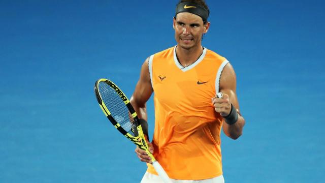 Nadal, durante el partido ante de Miñaur.