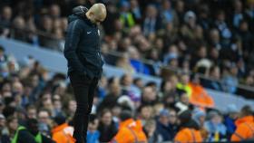 Pep Guardiola reacciona durante el Manchester City - Wolverhampton