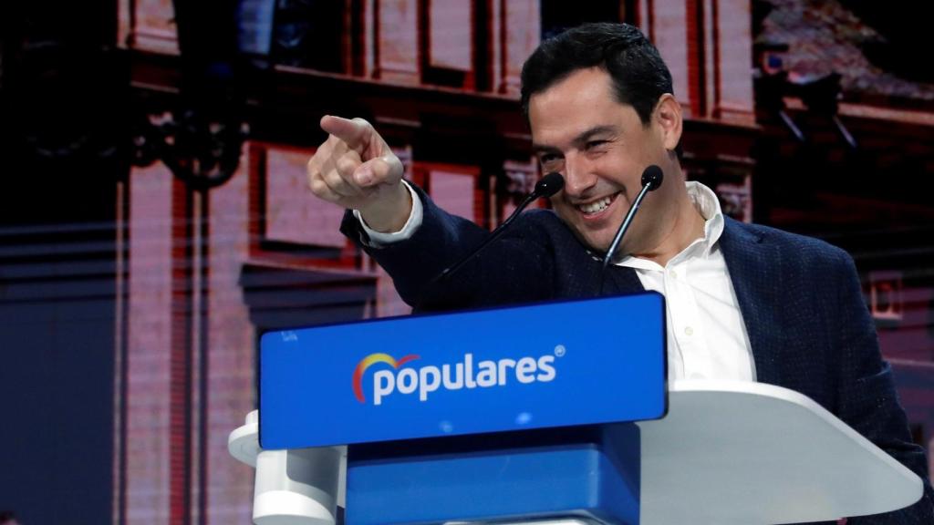 Juan Manuel Moreno Bonilla, presidente de la Junta de Andalucía, en la Convención del PP.