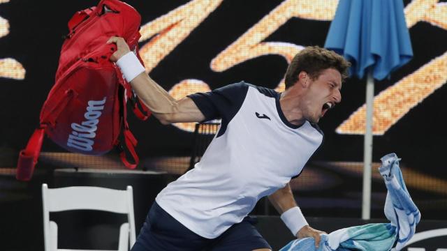 Pablo Carreño, muy enfadado tras un polémico punto de Nishikori