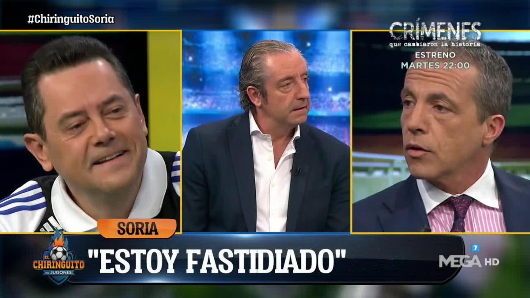 Cristóbal Soria, durante El Chiringuito. Foto: Twitter (@elchiringuitotv)