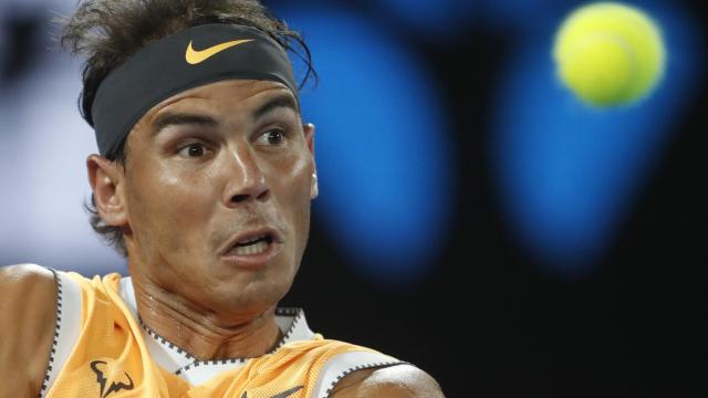 Nadal, durante el partido contra Tiafoe en Melbourne.