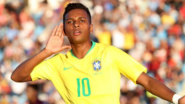 Rodrygo celebra un gol con la Selección Sub-20. Foto: sub20chile2019.cl