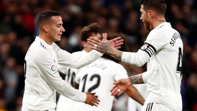 Lucas Vázquez celebra el gol del empate ante el Girona.