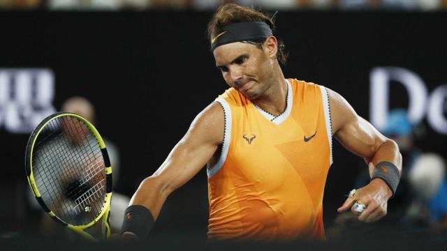 Nadal, celebrando un punto en el partido ante Tsitsipas.