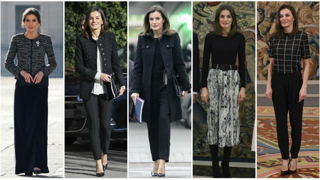 La reina Letizia en diferentes actos públicos durante el mes de enero.