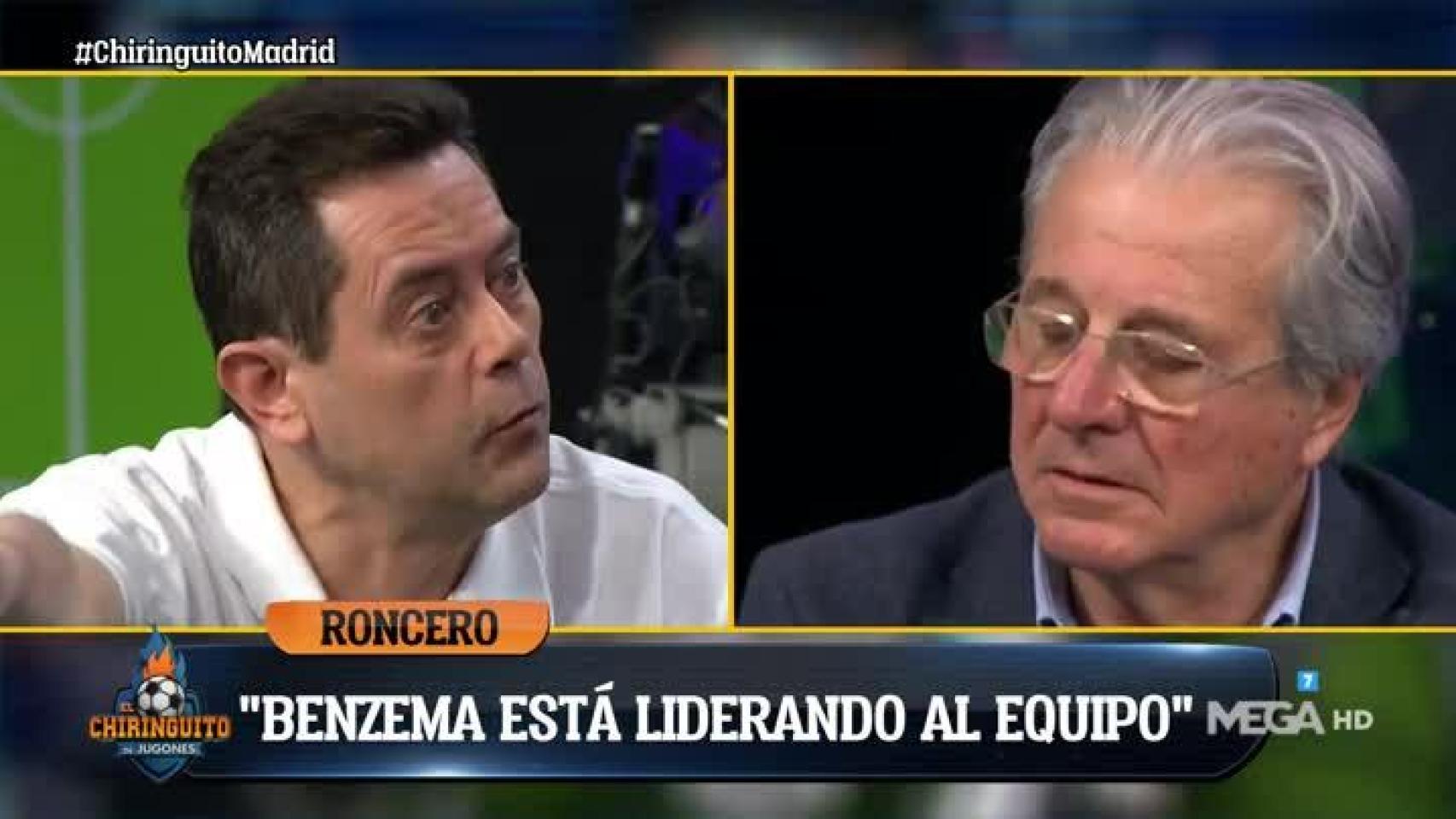 Roncero en 'El Chiringuito'. Foto: Twitter (@elchiringuitotv)